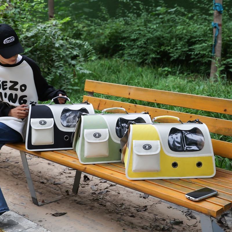 Portable PVC/PC Small Capacity Pet Backpack Foldable Cat and Dog Carrier with Animal Pattern for Outings and Travel