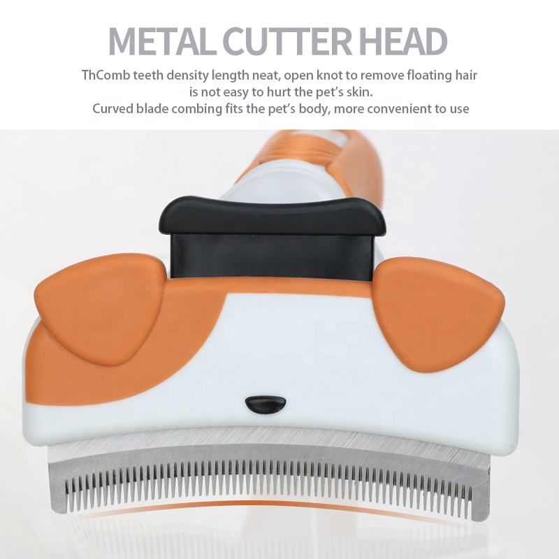 Ergonomic Handle Dog Hair Removal Brush Stainless Steel Teeth Pet Grooming Comb for Daily Cleaning Shedding Control Made Plastic