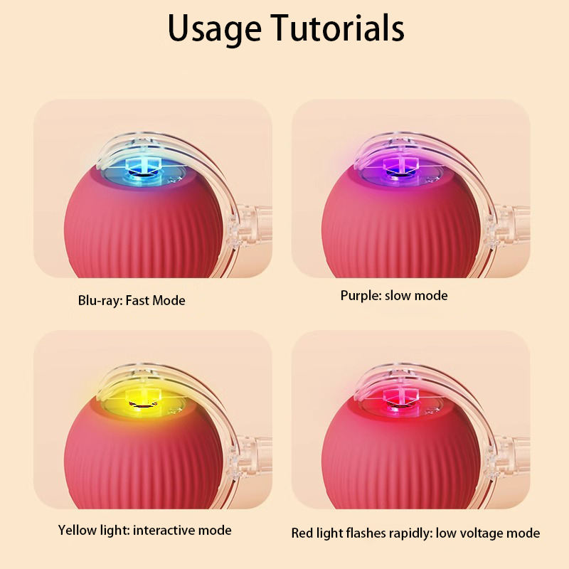 Random Color • 360° Automatic Interactive USB-Rechargeable Smart Ball Toy for Dogs & Cats (Interactive Moving Toy)