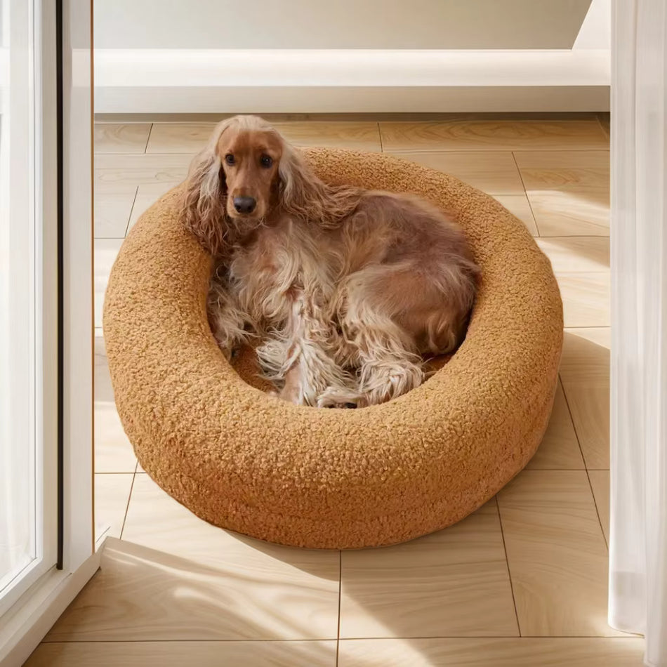 Luxury Orthopedic Dog Bed Round Memory Foam Dog Bed Waterproof Lining Removable Cover with Soft Bolster Support